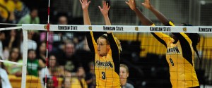 From left, Kennesaw State freshman Kristi Piedimonte (3) and senior Chade Martin (9)Photo Credit: Kennesaw State Athletics