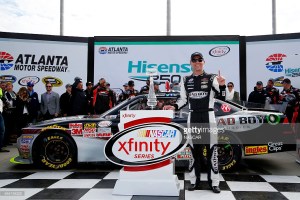 Kevin Harvick celebrating his NASCAR XFINITY Series Hisense 250 at Atlanta Motor Speedway on February 28, 2015 in Hampton, Georgia.Photo credit: Getty Images / Matt Sullivan