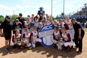 Florida State poses with their ACC Softball Championship trophyPhoto by  Sara D. Davis / theACC.com
