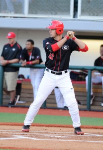 Keegan McGovern (32) during a NCAA baseball game between the Georgia Bulldogs and SEC opponent Florida Gators on Friday, May 1, 2015 in Athens, Ga. (Photo by John Kelley)